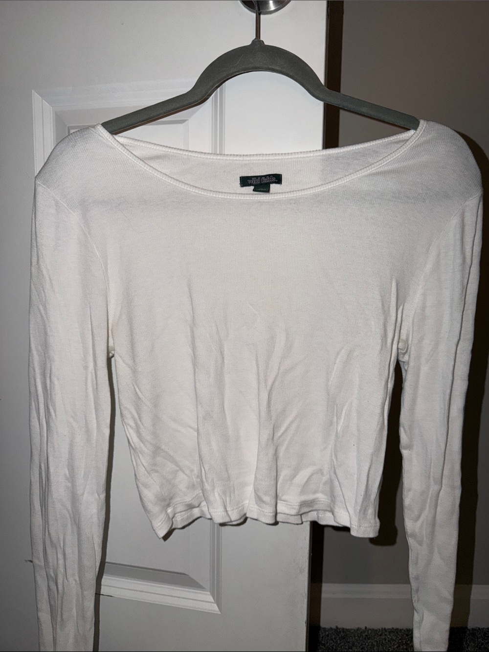 Wild Fable White Boatneck Long-Sleeve Top